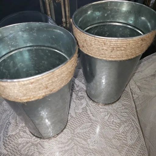 Galvanized Bucket With Twine