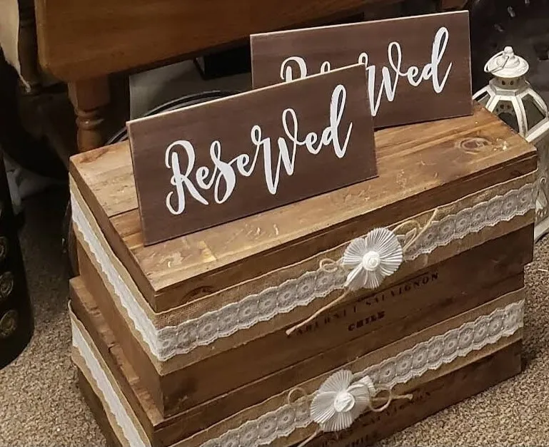 Wood Crate with Lace 