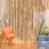 20 Foot Wide by 10 foot High Warm White light up Sheer Curtains