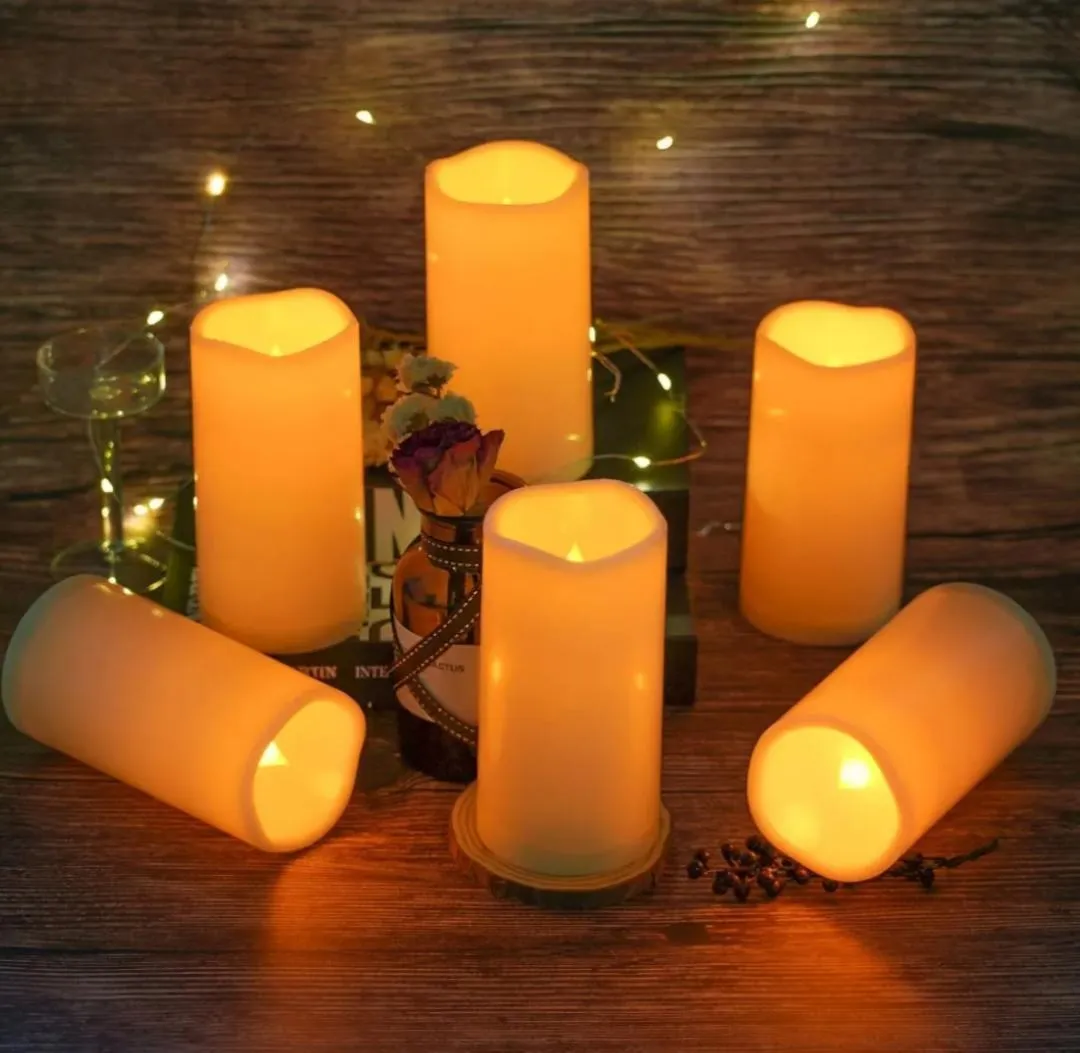 3 Inch X 6 Inch Pillar Candle Warm White Battery Operated
