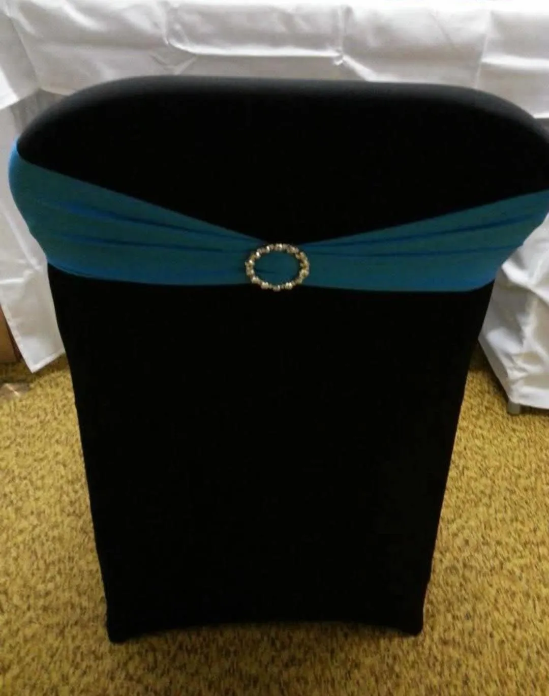 Dark Turquoise Spandex Chair Bands with Round Buckle