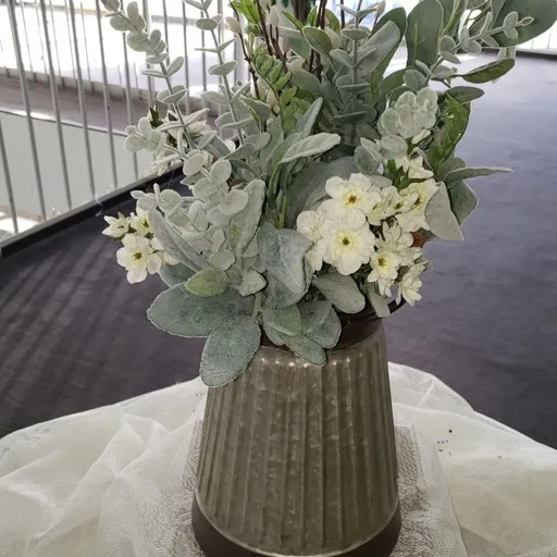 Galvanized Pail with Dark Brown on Top and Bottom