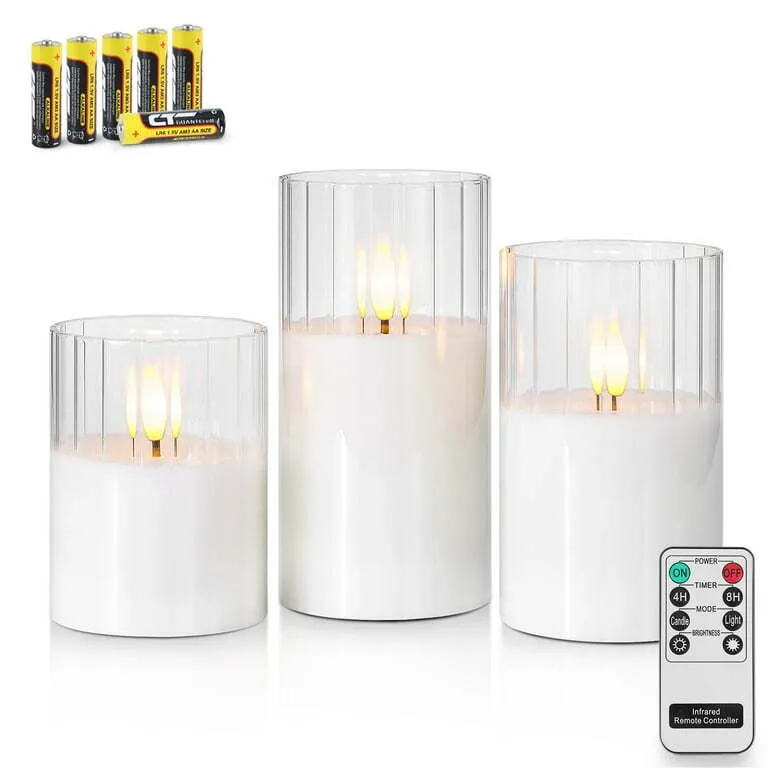 White flameless Battery Operated Candles Warm White 