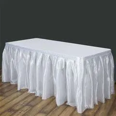 White 21 Foot Satin Table Skirt