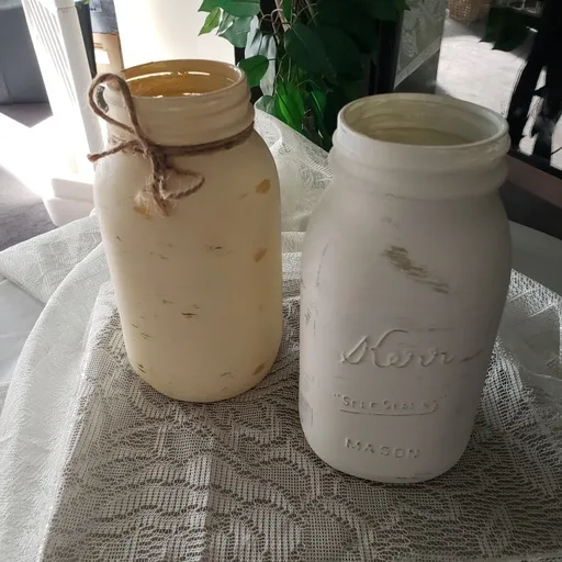 Chalked Ivory Mason Jars 