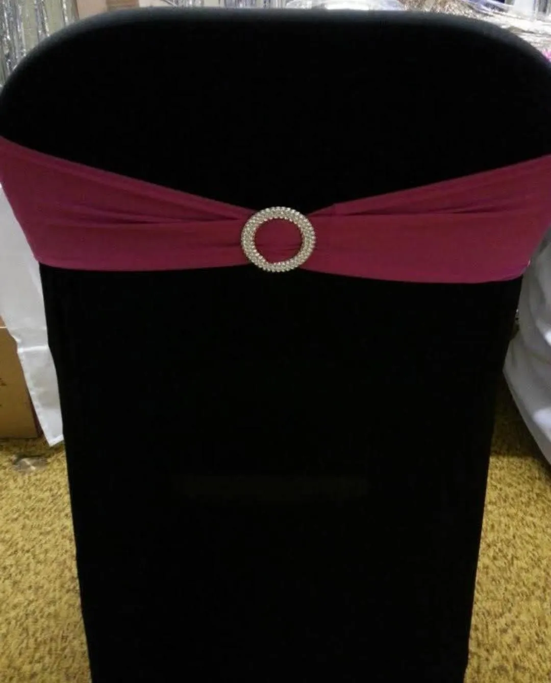 Fuschia Spandex Chair Bands with Round Buckels