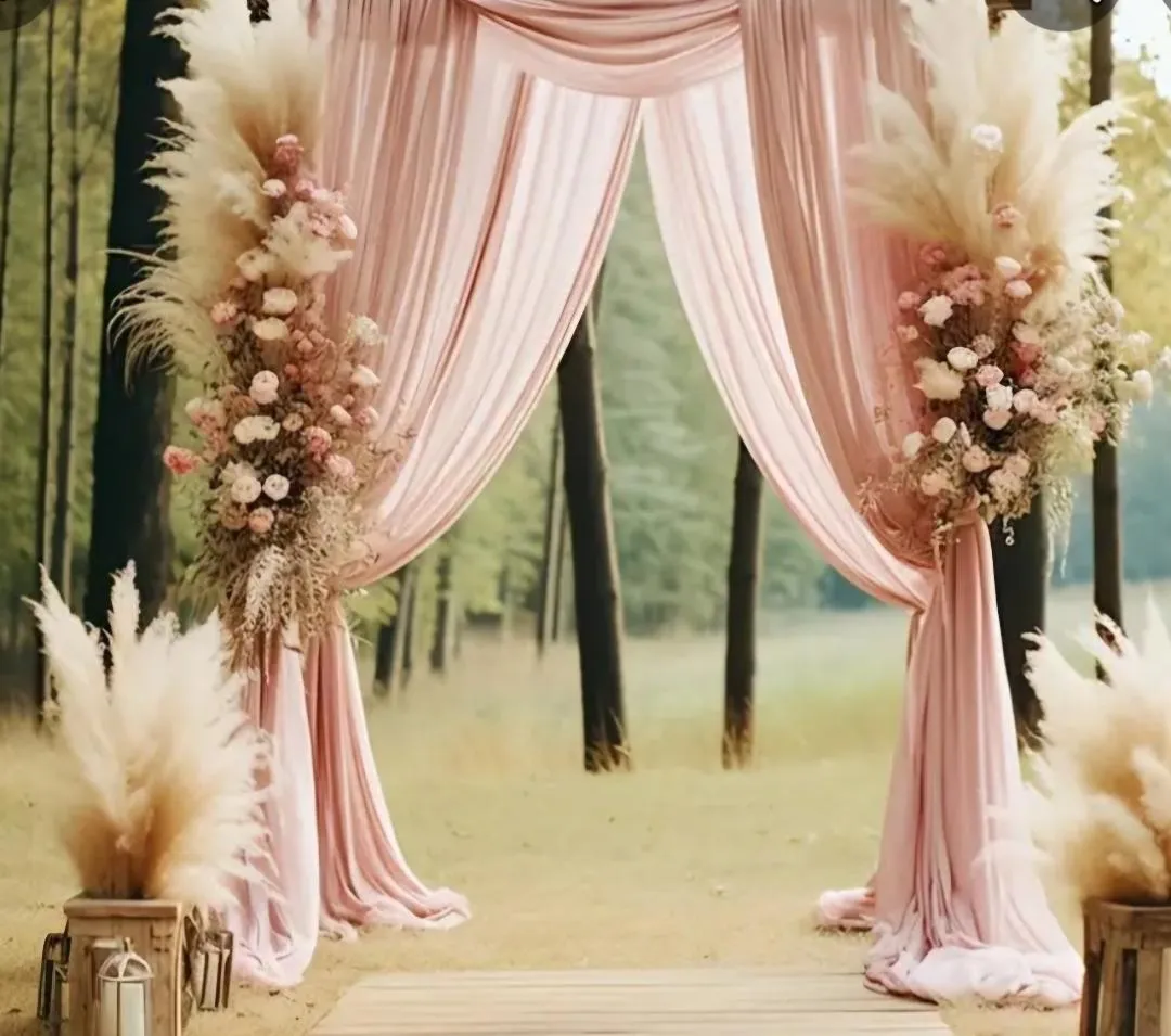 Dusty Pink Sheer Tulle Panels 63 Inches Wide X  26 Ft