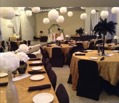 Black Feather Centerpieces with black tower vases