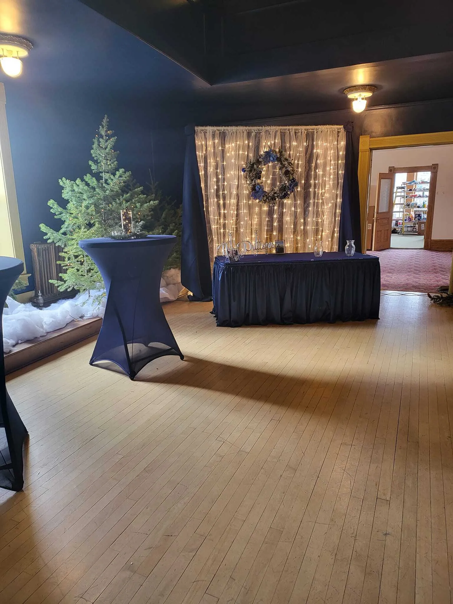 14 Ft  Satin Navy Blue Table Skirt