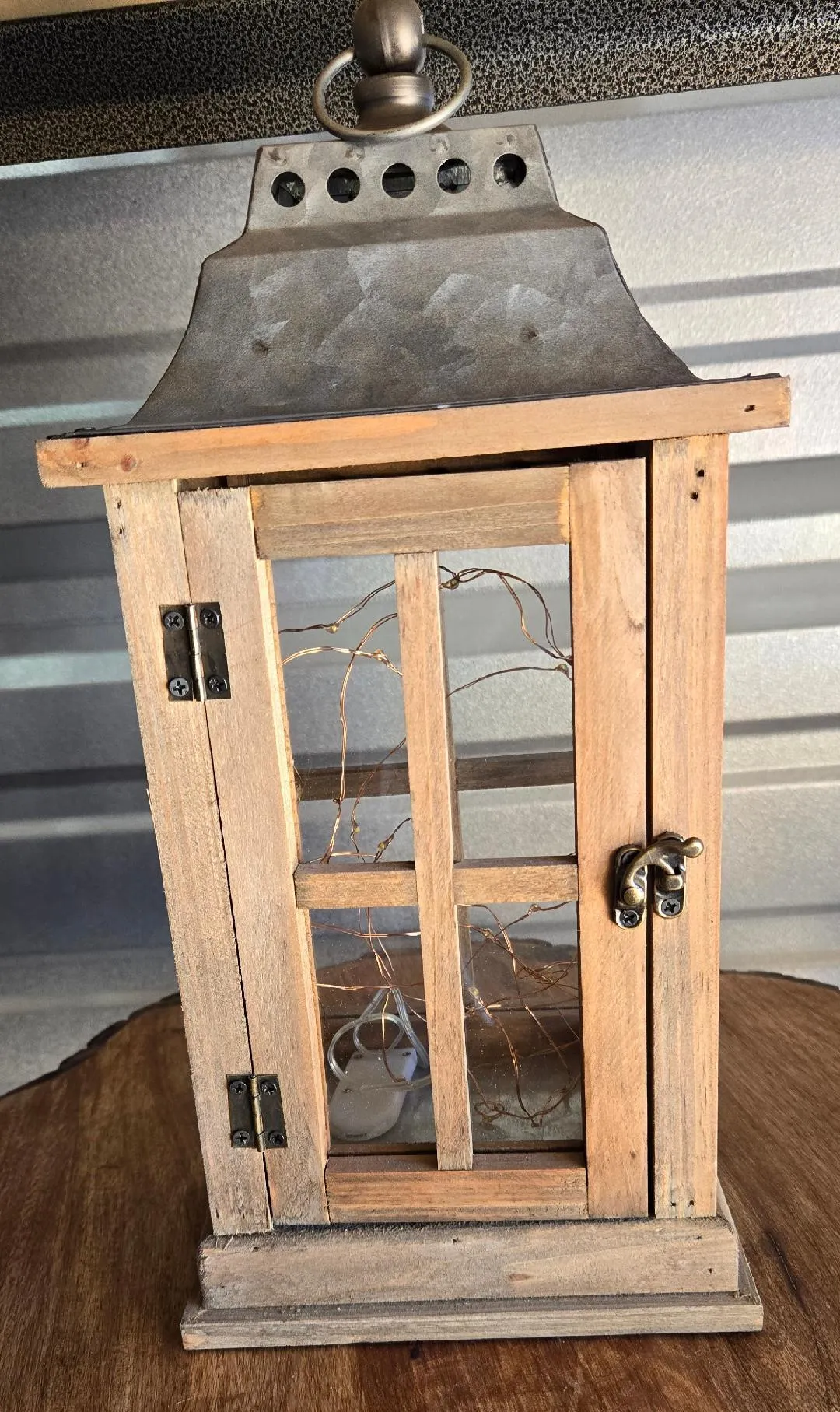 Wood Lanterns with Galvanized Top 14 Inch X 6 Inches