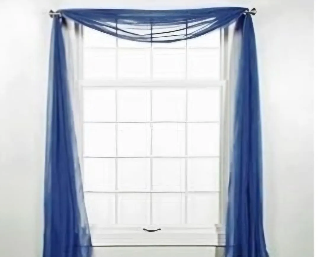 Chiffon Curtain Drapes Navy Blue 58 Inches Wide 144 Inches