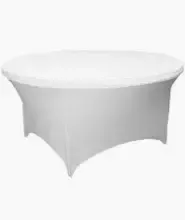 5 Foot Round White Spandex Tablecloth