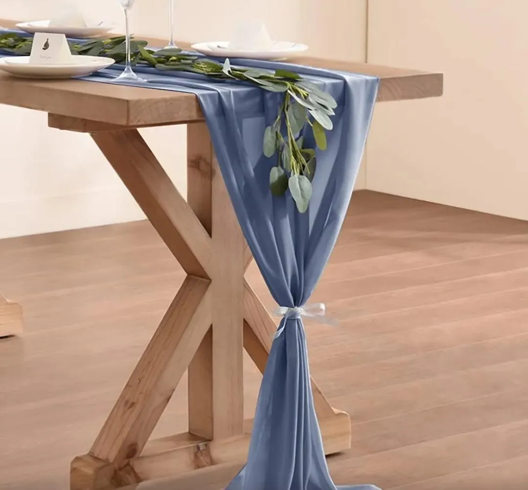 Dusty Blue Chiffon Runner 29 Inches X  10 Feet
