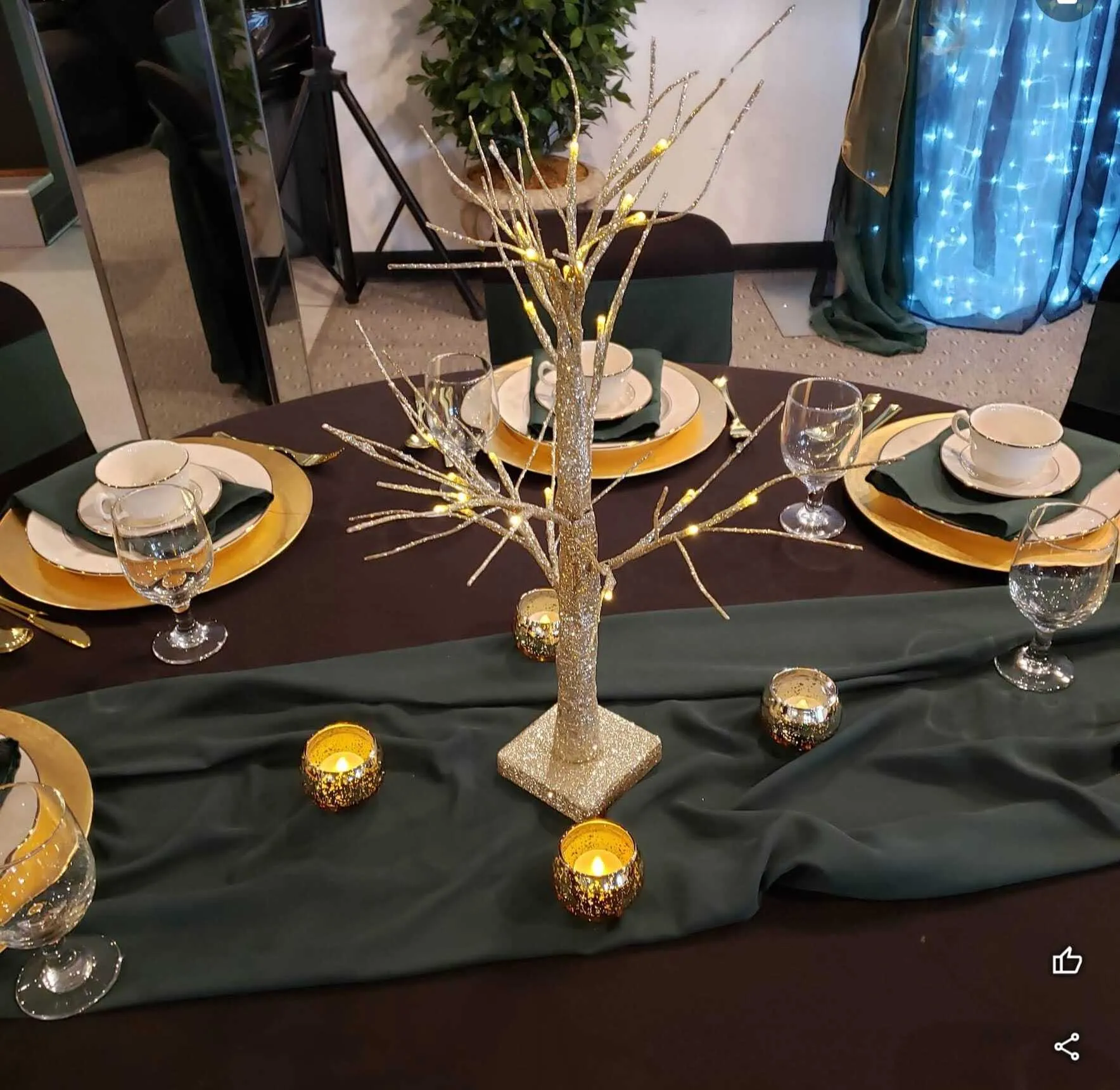 2 Foot Gold Trees Battery Operated