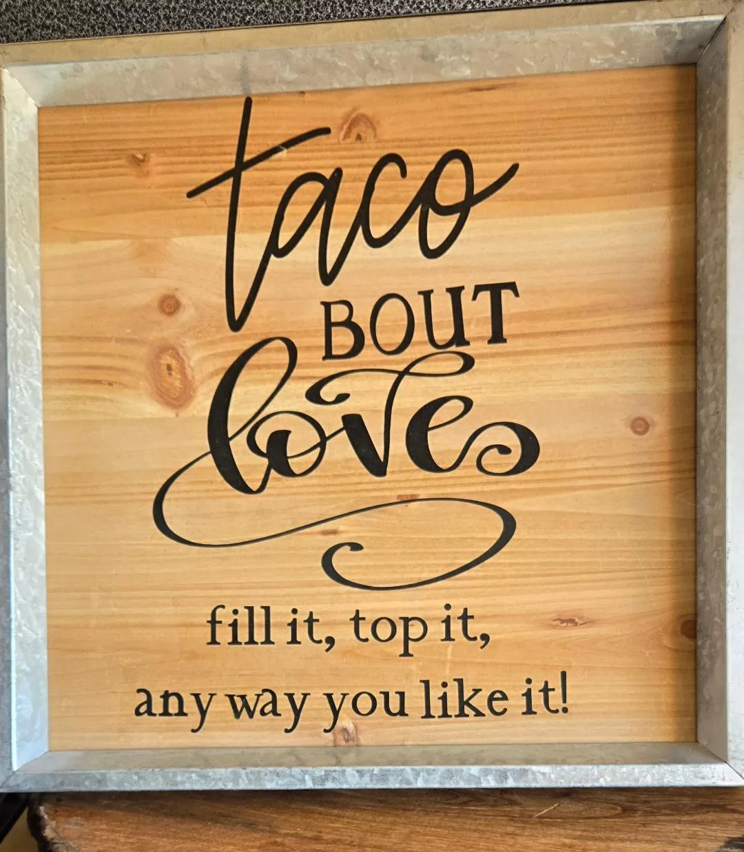 Taco Sign in Metal Frame