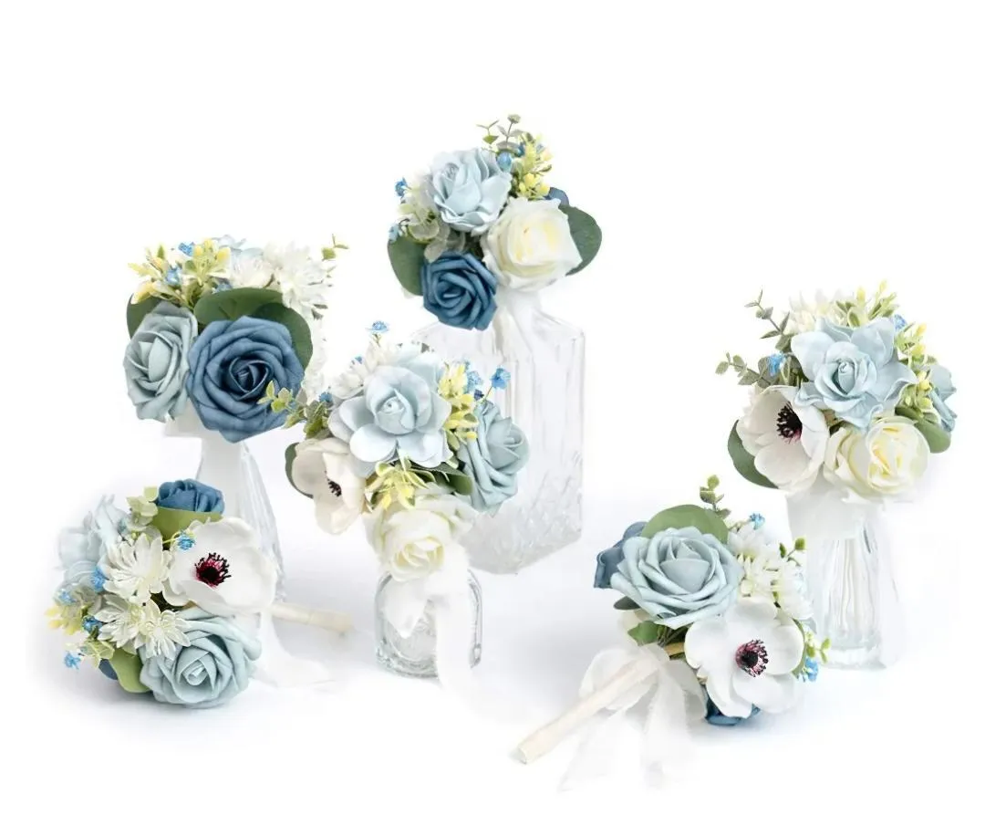 Dusty Blue & White Flower Centerpieces