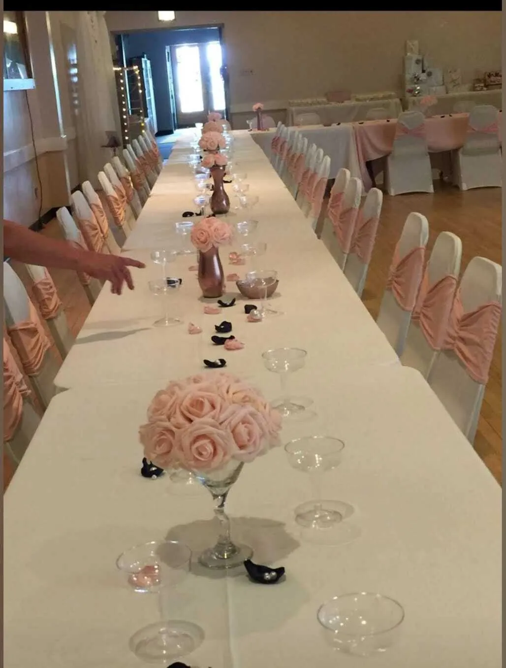 Rose gold gathered spandex chair bands