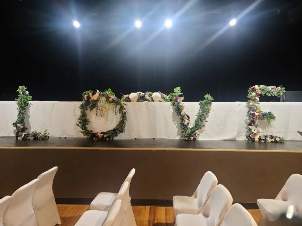 3 foot Love Floral Letters with Burgundy, White and Pink Flowers