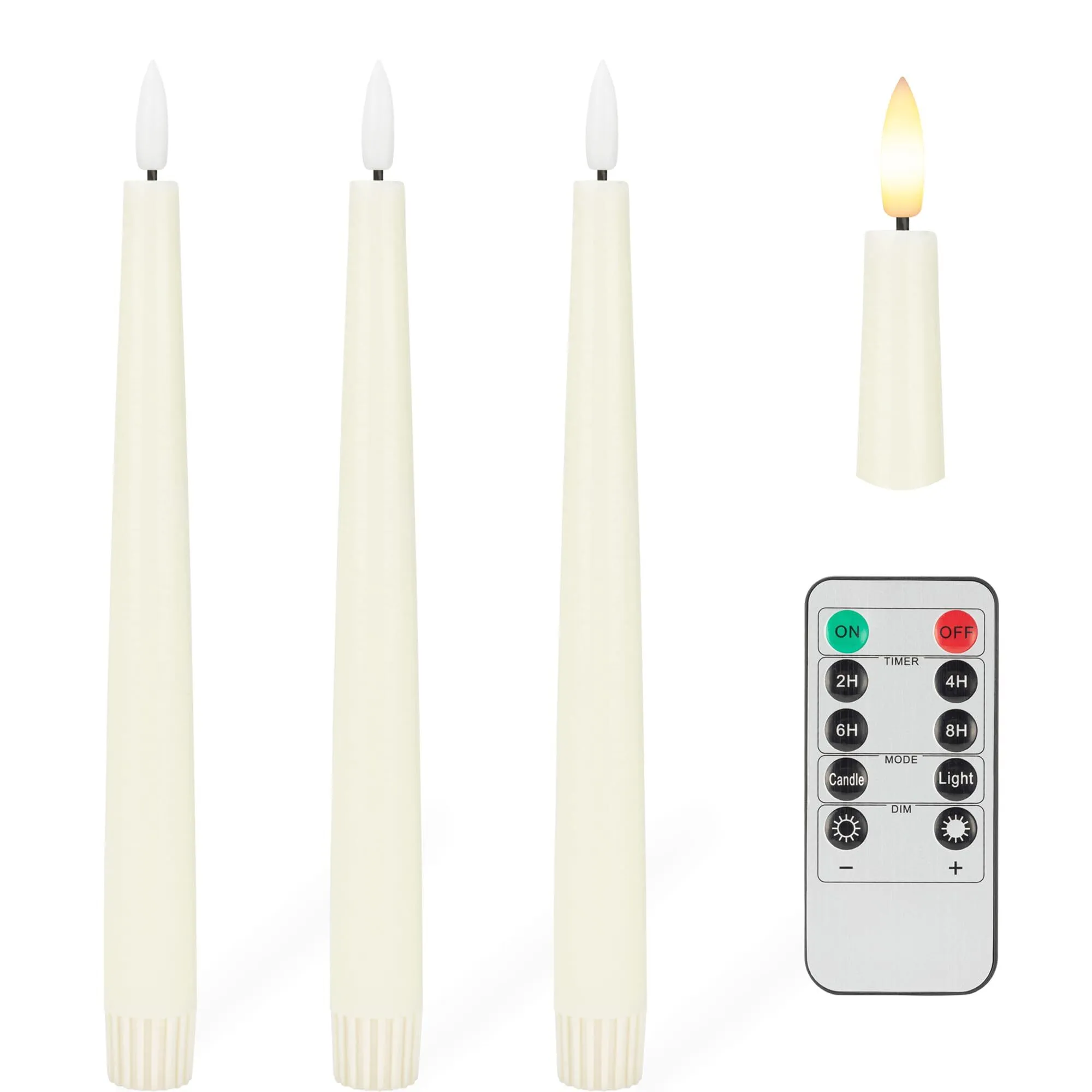 Ivory Flickering Battery Operated Taper Candle