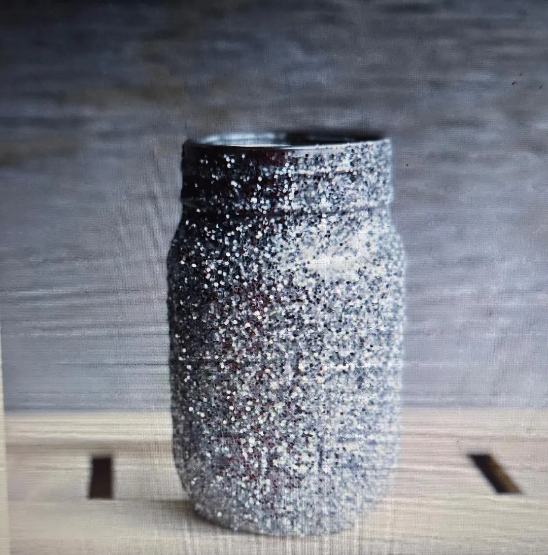 Silver Glitter Mason Jar