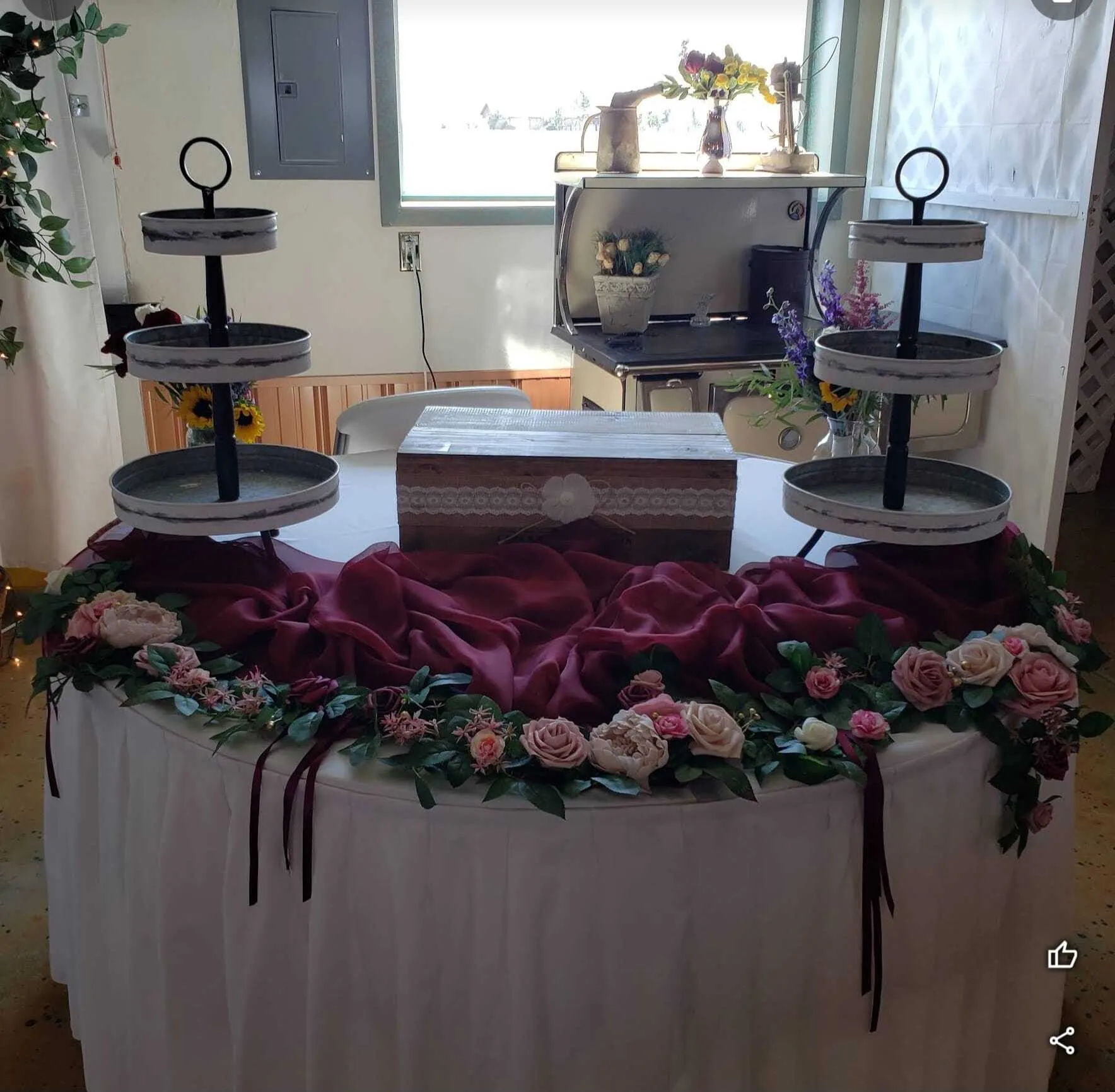 White with Gray 3 Tier Metal Cupcake Stand