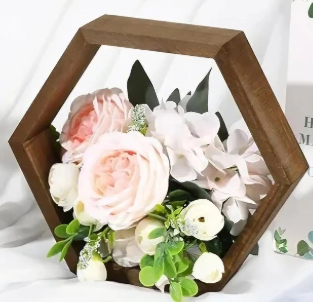 Wood Hexagon Centerpiece