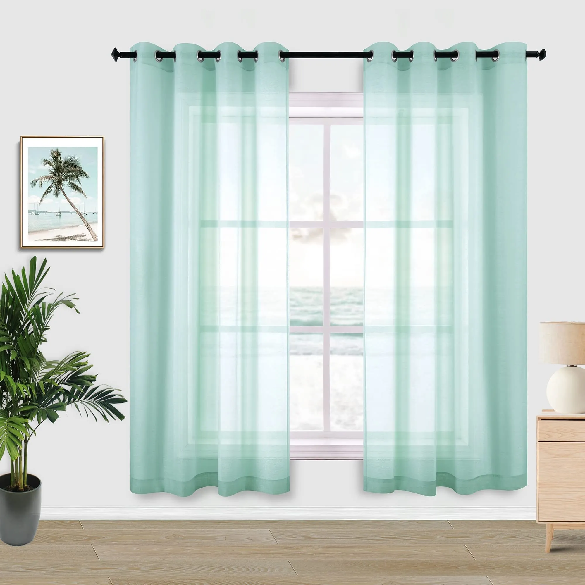 Sea Foam Green Sheer  Drapes 10 Ft X 10 FT 4 Inch Pockets