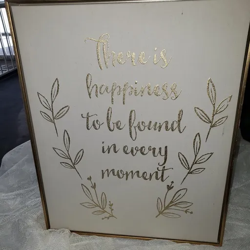 Happiness Sign Gold and White