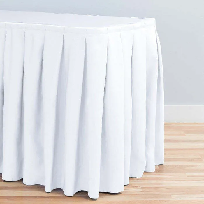 White Polyester  14 Foot Table Skirt