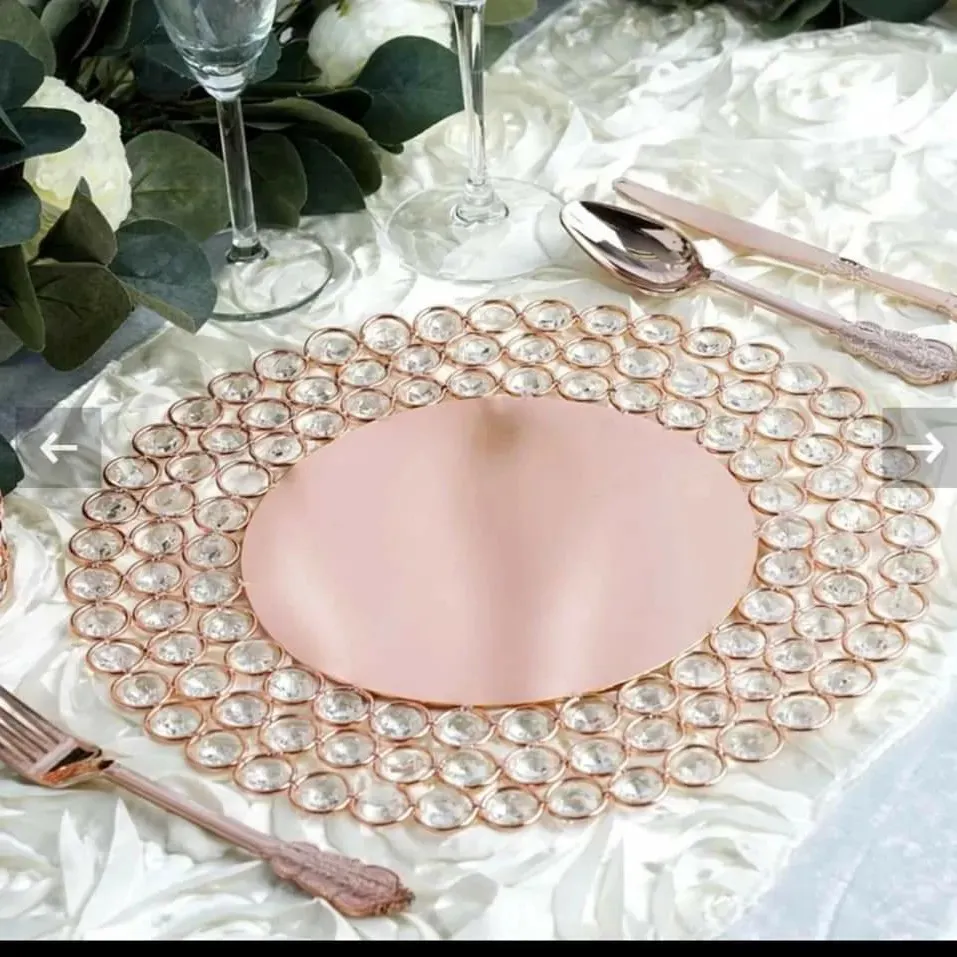 Rhinestone Rose Gold Charger