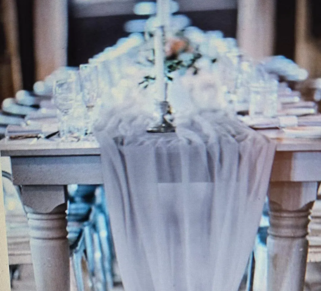 Chiffon Table Runner 14 Inch X  72 Inch Dark Silver