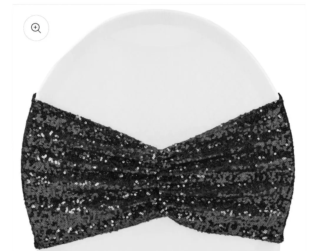 Black Glitz Gathered Chair Bands