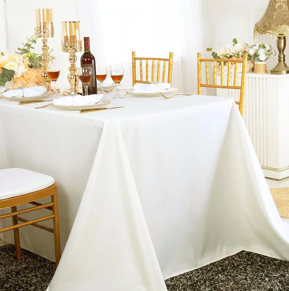 New Polyester 72 X120 Ivory Tablecloths