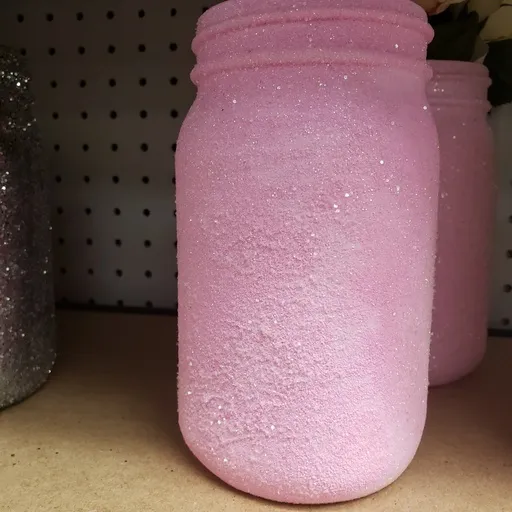  Quart Mason Jar with Pink Glitter