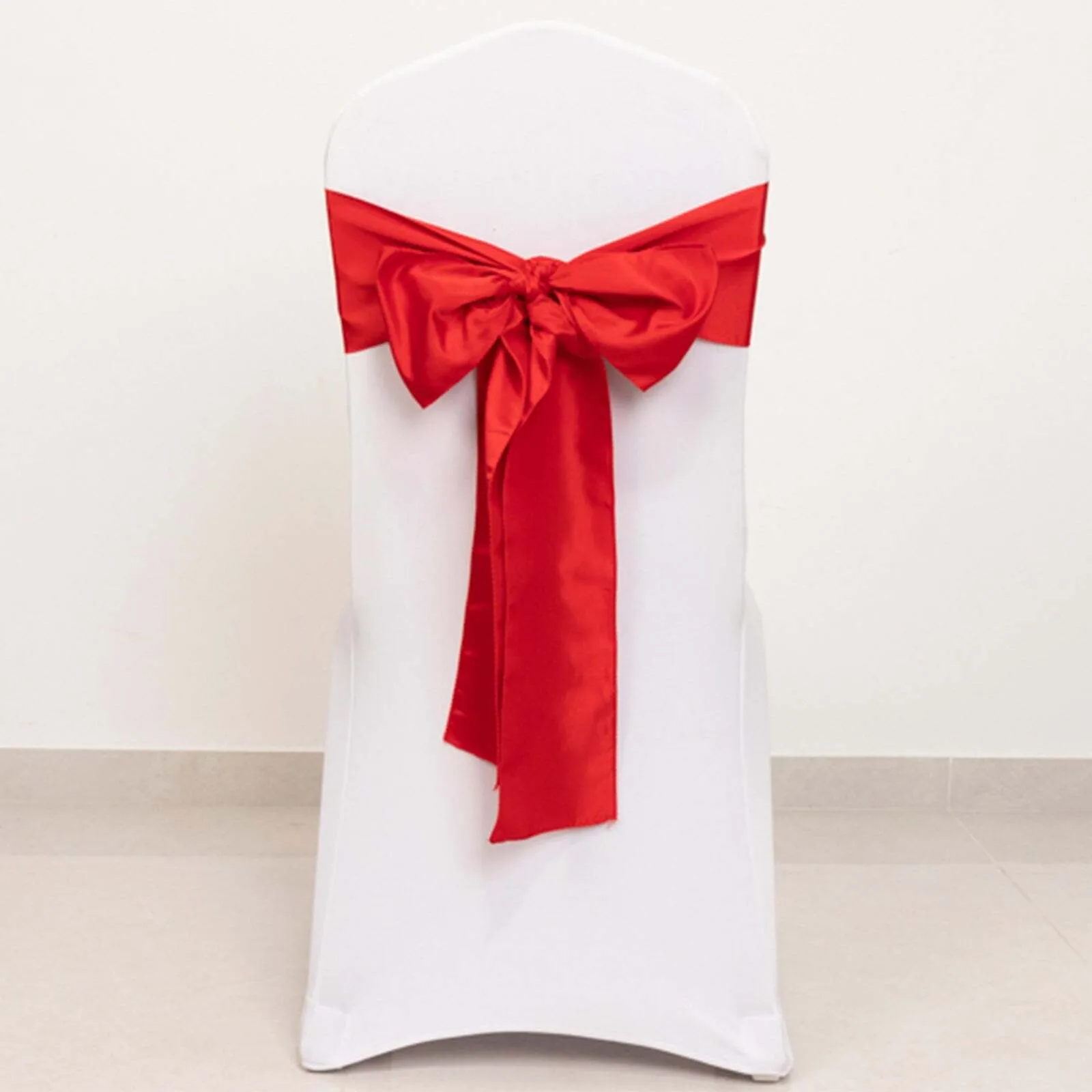 New Red Satin Chair Bows