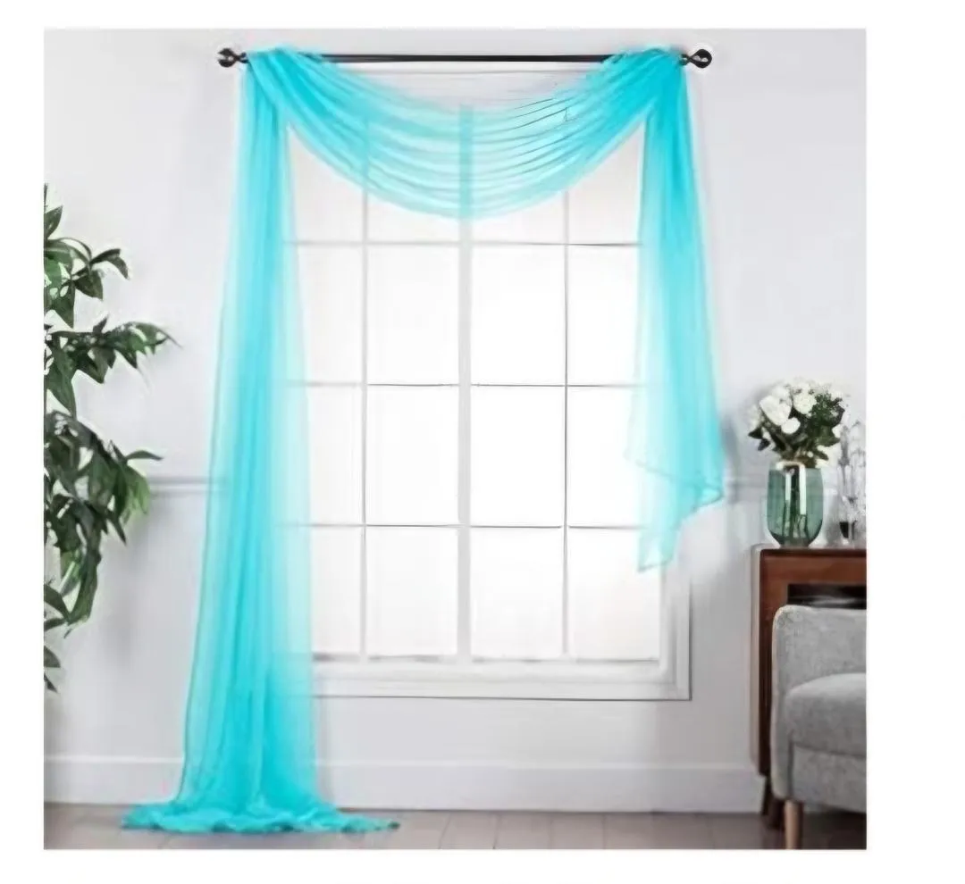 Turquoise Sheer Scarf 37 Inch X 216 Inch