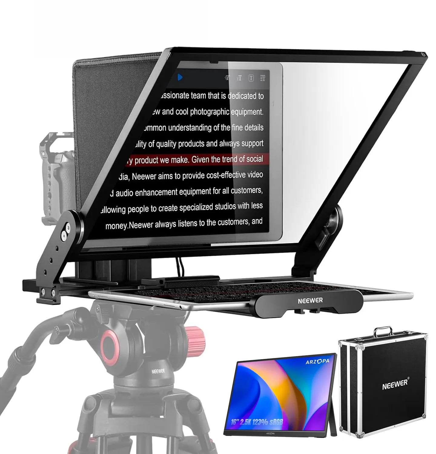 17" Teleprompter Kit with 16" 2.5K Monitor and Controller