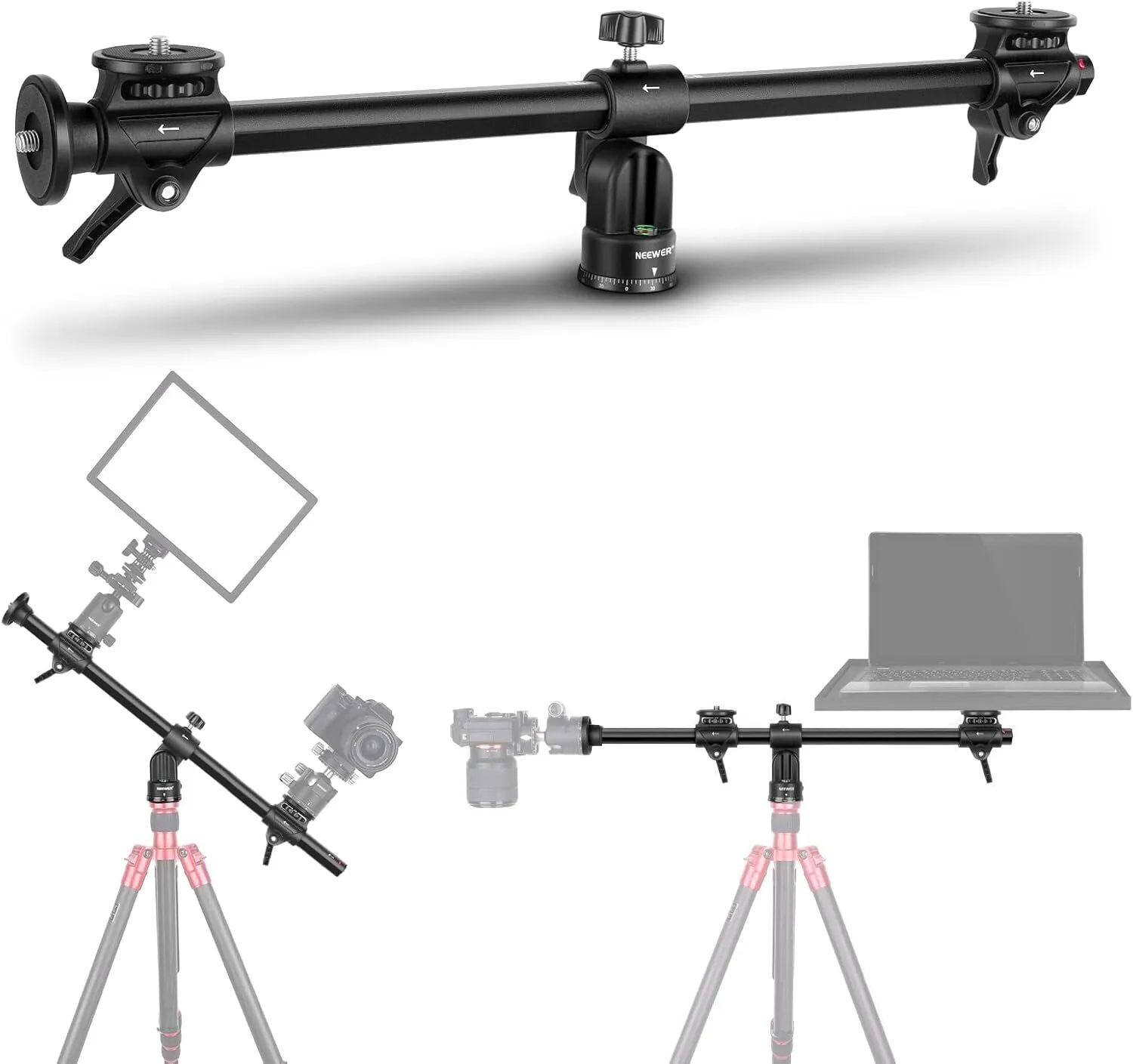 NEEWER 30" Horizontal Tripod Center Axis Boom Arm