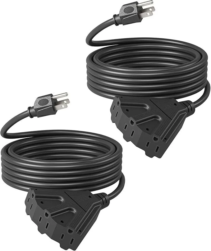 15 ft Weatherproof Extension Cords (Tri-Tap, 16/3 SJTW, 2 Available)