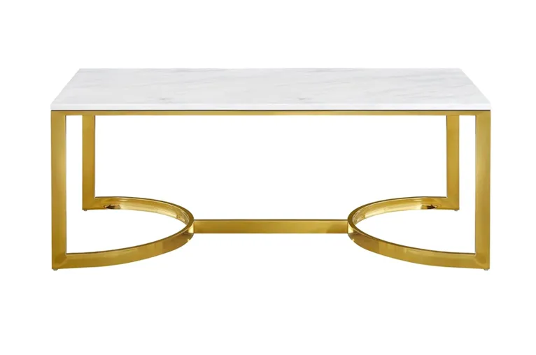 Marble Top Coffee Table with Gold Frame
