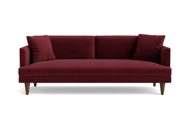 Currant Red Velvet Sleek Urban Sofa