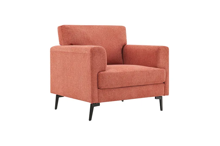 Coral Linen Metro Chair with Wooden Legs