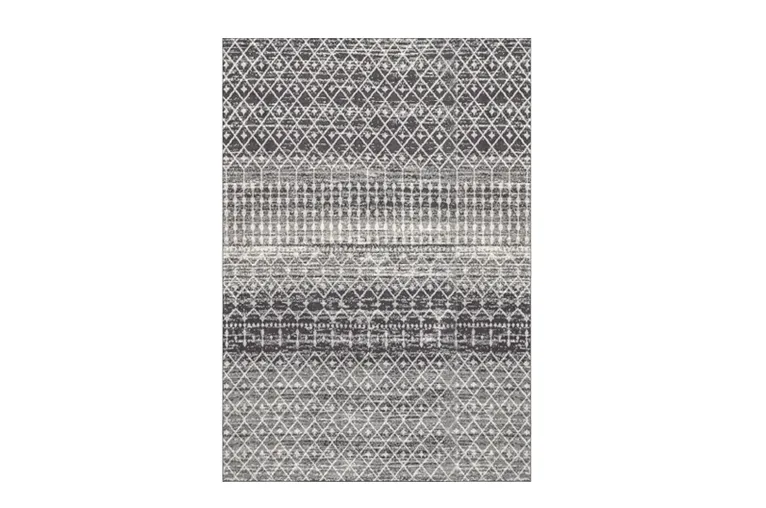 Gray & White Ethnic Design Rug