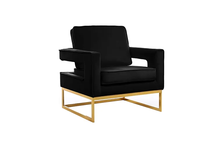 Black Velvet Contemporary Frame Chair