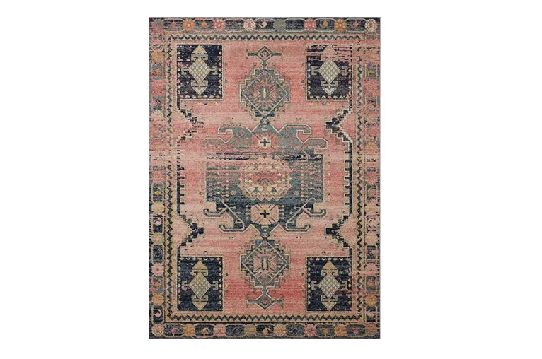 Rose, Tribal, Indo-Turkish Fusion Design Vintage Look Rug
