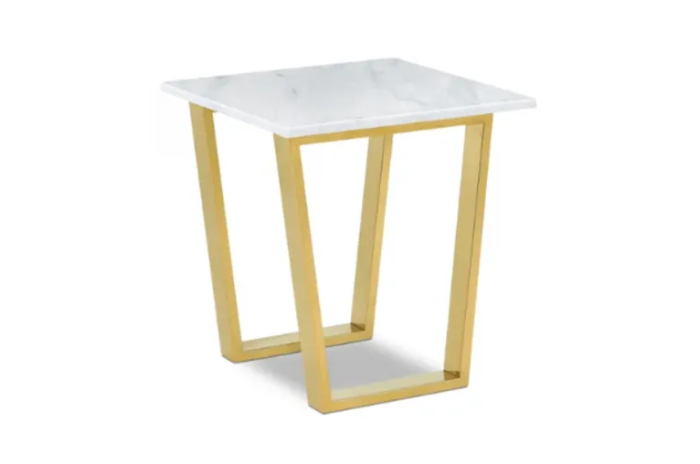 Marble Top End Table with Gold Frame Legs