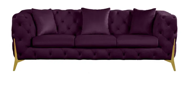 Wine Tufted Velvet Sofa