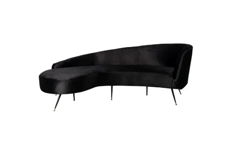 Black Velvet Curved Sofa