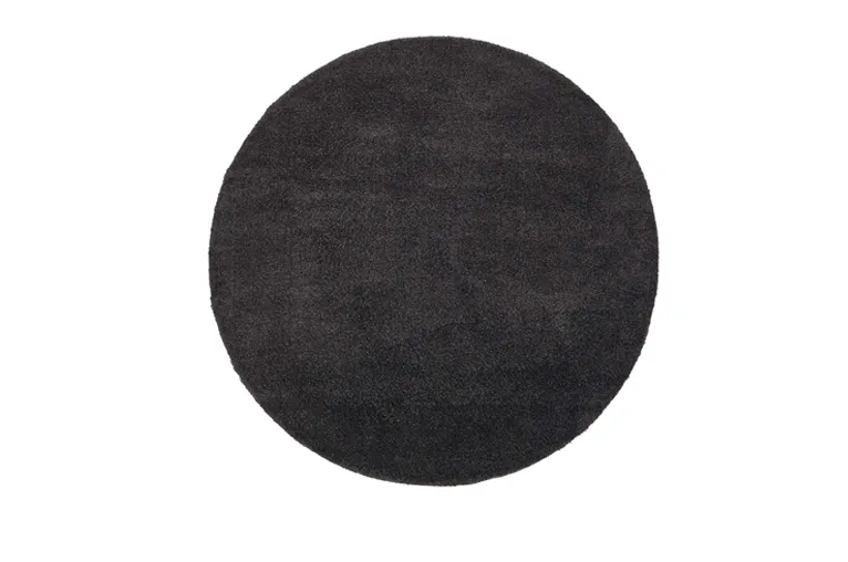Jet Black Round Shag Rug
