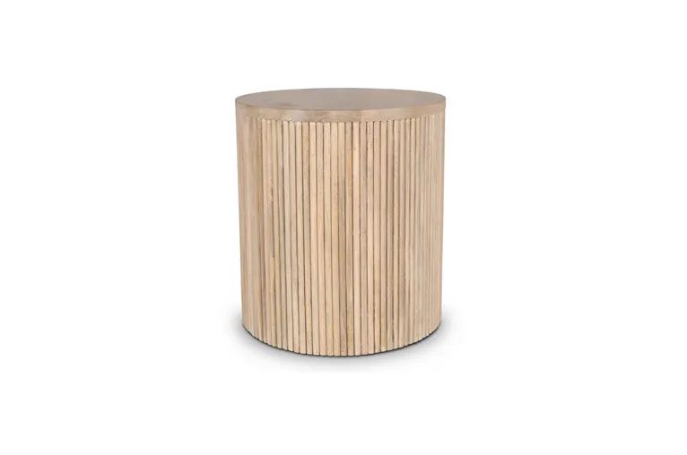 Ribbed Natural Wood End Table